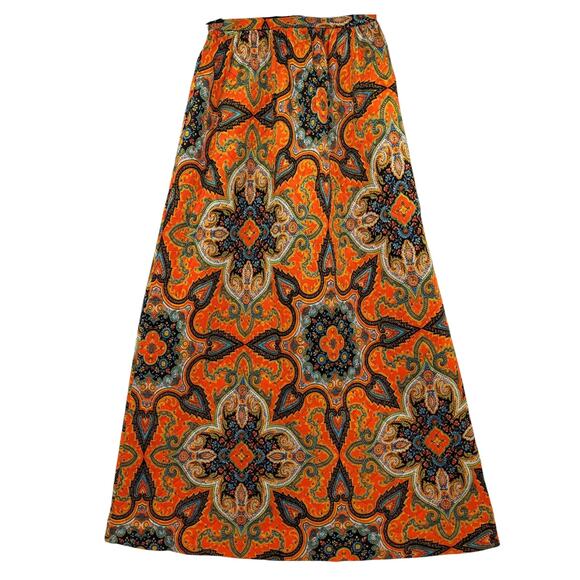 Vintage 1970's QUILTED MAXI SKIRT ~ Bright Psychedelic Mandala Design ~ XX-SMALL - Picture 2 of 7